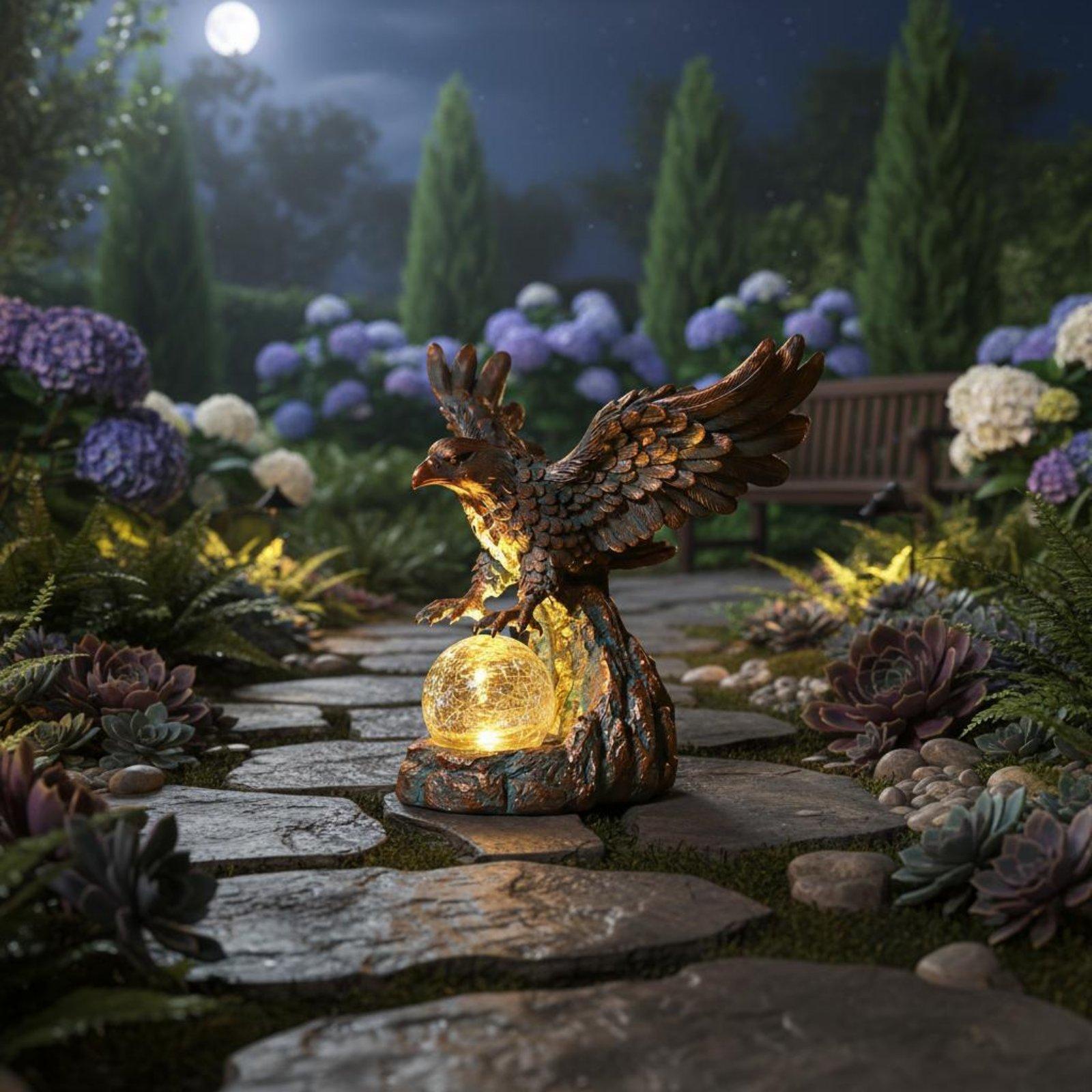 Outdoor Lighting Pathway - Güneş Enerjili Kartal Heykeli Lambası, Bahçe