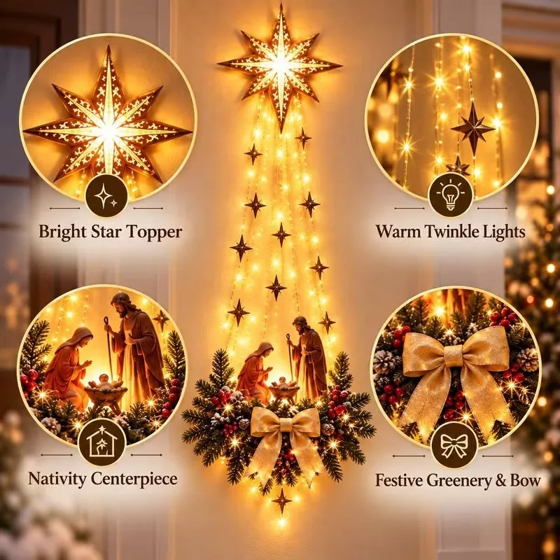 1-5 adet Işıklı Noel Kapı Süsü - Outdoor Lighting Effects incelemesi ve fiyatı