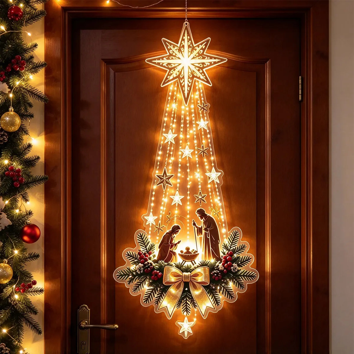 1 Adet Noel Kapı Süsü, Işıklı  - Outdoor Lighting Effects incelemesi ve fiyatı